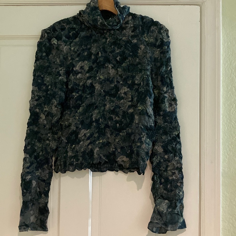 Stockholm Atelier & Other Stories Black Print stretch texture crop top sz 10 NWT